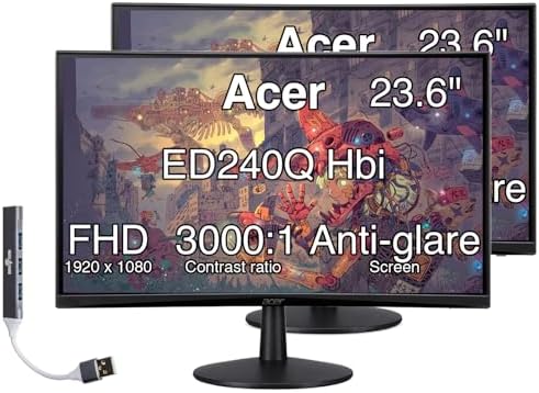Acer Nitro ED240Q 24-Inch 1500R Curved FHD Monitor (2 Pack) by Unknown