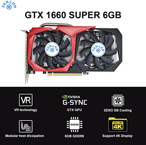 ZER-LON GeForce GTX 1660 Super 6GB Graphics Cards, GDRR6 192Bit PCIE 3.0X16 Computer Gaming Gpu, Dual Freeze Fans Video Card with HDMI/DP/DVI Ports Support 4K and 8K HD - Image 3