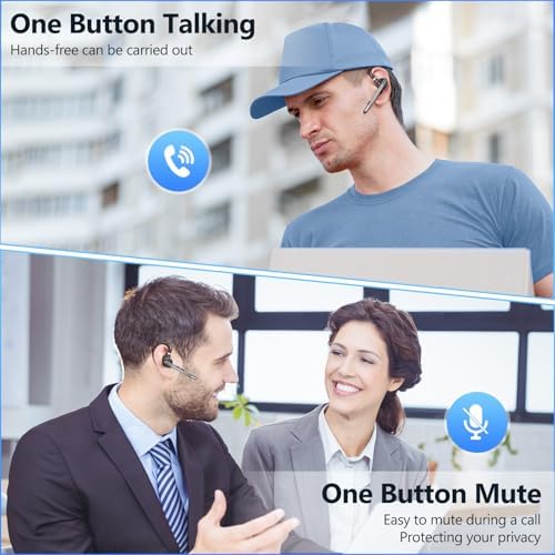 New Bee Bluetooth Headset, 72H Talktime Wireless Bluetooth Earpiece for Cellphone with 500mah Charging Case V5.1 Dual Mic Noise Cancelling Hands-Free Earphones for Office Driver - Image 4