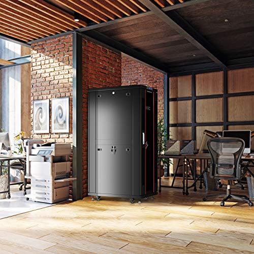 Sysracks 27U Server Rack Cabinet, 39" Deep, Glass Door, 19-Inch - Image 2