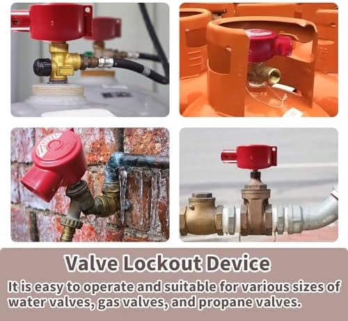 Universal Gate Valve Lockout, Red ABS Hose Bib Lock for Outdoor Faucet Knob/Water Spigot/Propane Tank, 1 to 2-1/2 in Dia Valves Handles, Secure Lock Device for Outside Garden Valve (1 Pack) - Image 6