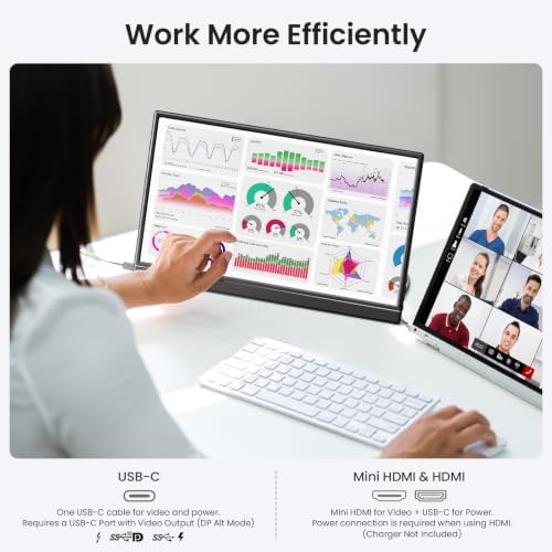 KQC Portable Monitor 15.6" 1080P FHD IPS Display, Ultra-Slim USB-C HDMI Travel Monitor with Kickstand, Zero Bezel Screen Extender for Laptop, Mac, Phone, PS, Xbox, Switch Gaming - Image 5
