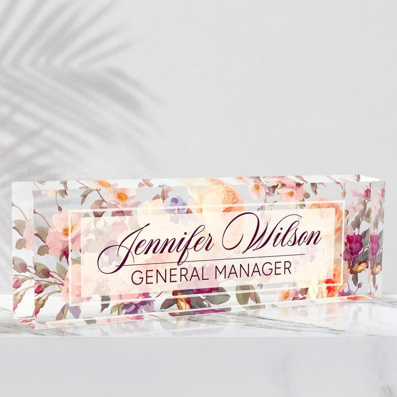 Desk Name Plate Personalized Name Plate for Desk, Office Desk Decor, 3D Style Personalized Plaque Name Plates for Desks Custom Appreciation Gifts for Boss Lady Employee Coworkers (Rosebud) by Ueedklaayy