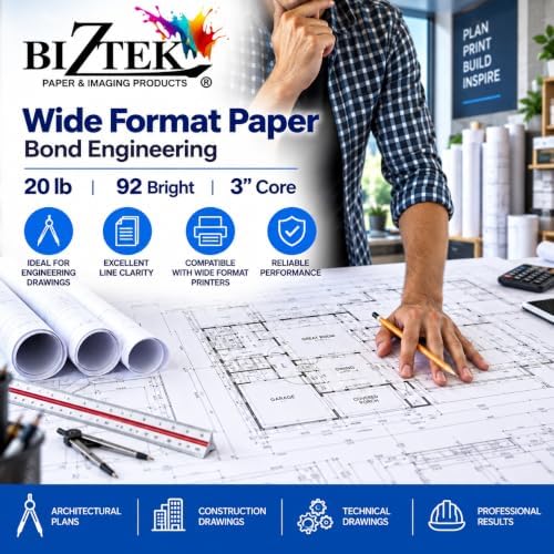Wide Format Paper 30” x 500’ Rolls Bond Engineering 92 Bright 20lb - 45 Rolls per Pallet with 3” Core - Image 6