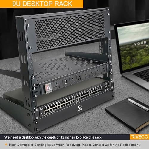 RIVECO 6U Desktop Rack for Audio & Network Devices 19 Inch 2 Post Table Top Rack Mount with Reinforced Beam, Free Standing Racks for IT Server Sound AV Music Recording Equipment - Image 4