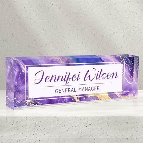 Name Plate for Desk-Personalized Name Plates for Desk-Name Plate Personalized for Office-Gifts for Teacher Boss Employee Appreciation Office Desk Decor (purple C), MYDZBJMT1009 by AZUFEMOS
