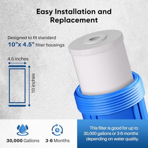 PUREPLUS 10"x4.5" Whole House Scale Inhibitor & Sediment Water Filter,4PACK - Image 6