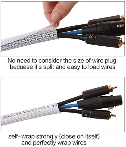 Alex Tech 20ft - 1.5 inch Cord Protector Wire Loom Tubing Cable Sleeve Split Sleeving for USB Cable Power Cord Audio Video Cable - Protect Cat from Chewing Cords - White - Image 2