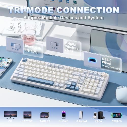 YUNZII B98 PRO 96% Wireless Mechanical Keyboard(Blue, Candy Switch) - Image 3