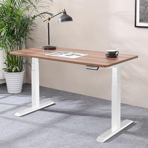 Fromann Dual Motor Standing Desk Frame 3 Tier Legs Sit Stand up Electric Height Adjustable Desk Base for Home and Office (White) - Image 2