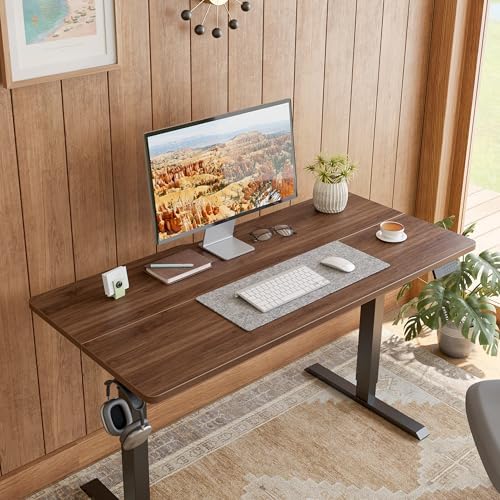 DESINO Standing Desk, 40 × 24 Inches Electric Height Adjustable, Sit and Stand Up, Computer Office Desk with Splice Board, Black Frame/Black Walnut TOP - Image 2