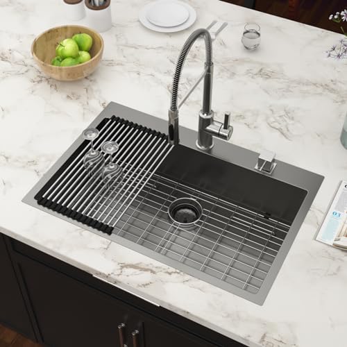 33 Inch Black Drop In 16 Gauge Stainless Steel Kitchen Sink - Image 2