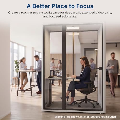 Uncaged Ergonomics Working Office Pod, 1-Person Acoustic Office Phone Booth with Ventilation, LED Lighting and Power, White - Image 3