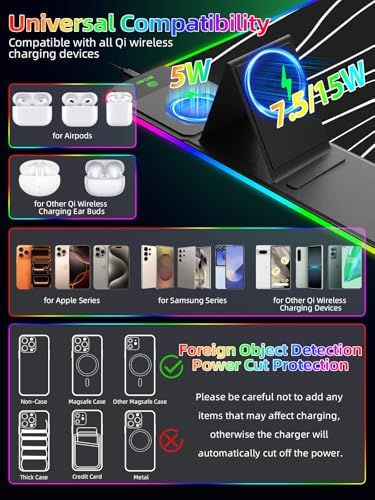 Mouse Pad with Foldable Phone Holder & Wireless Charger, XXL RGB Gaming Mousepad 31.5"x15.8" Large Desk Mat for Keyboard, Black Desk Pad with Dual Qi Charging Station | 11 Colors 5 Modes - Image 3