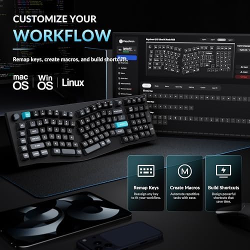 Keychron Q13 Ultra 8K Wireless Mechanical Keyboard, 96% Alice Ergonomic Layout with Numpad, Full Aluminum Custom Keyboard, ZMK, 8000Hz Polling Rate, Hot-Swappable RGB for Mac Windows Linux - Image 7