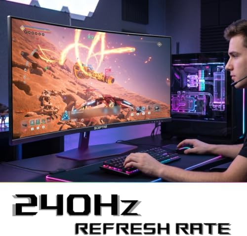 New! Sceptre Curved 34-inch Prime Gaming Monitor 3440 x 1440 up to 240Hz 1500R 1ms 100% sRGB DisplayPort x2 HDMI x2 Build-in Speakers, Machine Black 2027 (C345B-QU240T Series) - Image 5