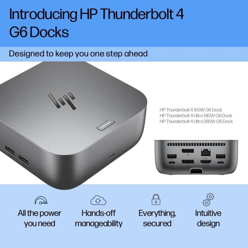 HP 180W Thunderbolt 4 Ultra Dock Port Replicator Bundle w/DKZ Hub (Universal Thunderbolt/USB-C Docking Station, Single Cable for Charging, Data Transfers to Any Brand Laptop) - Image 3