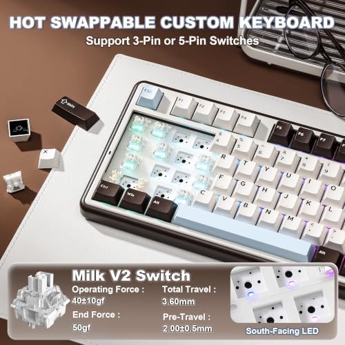 YUNZII B98 PRO 96% Wireless Mechanical Keyboard(Coffee Brown, Milk Switch) - Image 6