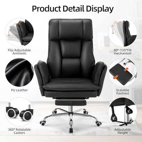 TonghuaS Big and Tall Cross Legged Office Chair, Flip Armrests ＆ Foot Rest - Image 6