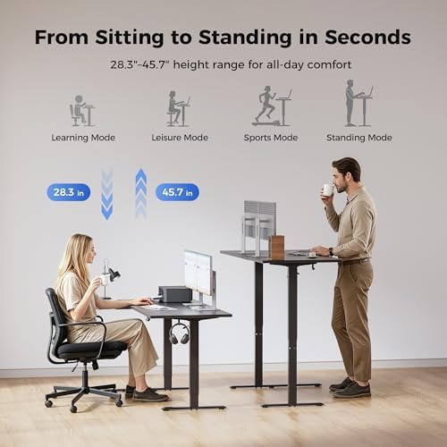 Agilestic 55 * 28 Inch Reversible L Shaped Electric Standing Desk, Black - Image 5