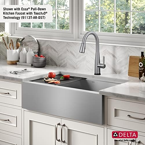 DELTA FAUCET Rivet 33-inch Workstation Farmhouse Apron Front Kitchen Sink Undermount 16 Gauge Stainless Steel Single Bowl with WorkFlow Ledge and Kit of 5 Accessories, 95C9031-33S-SS - Image 4