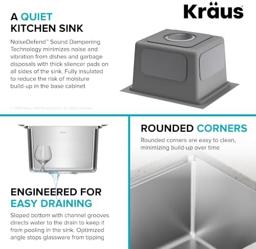 KRAUS Fairlane 15 in Undermount Workstation Single Bowl 18-Gauge Stainless Steel Bar Kitchen Sink with Accessories, KWU631-15 - Image 7
