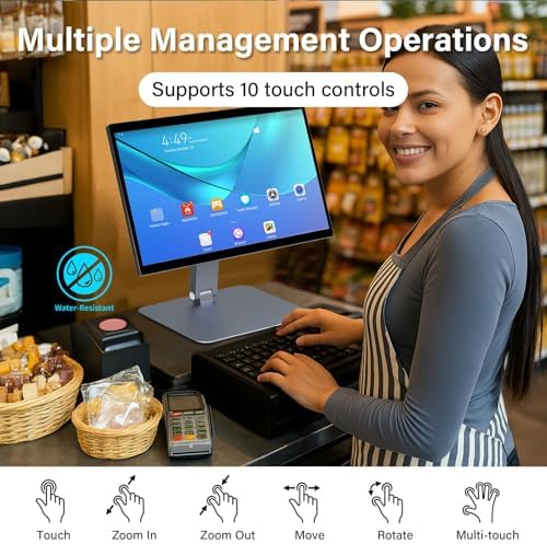 15.6" All in One Industrial Desktop Computer, Fanless N5095 Win 11 Pro Touchscreen Panel PC 8GB RAM, 128GB ROM Tablet PC Panel with Swivel Mount, FHD Display IPS 1920 * 1080 - Image 5