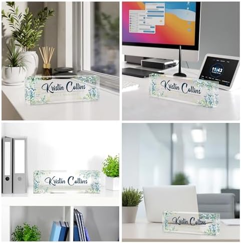 Custom Name Plate for Desk, Personalized Desk Name Plate on Clear Acrylic Glass, Appreciation Gifts for Teacher Employee Boss Coworkers Nurse, Office Desk Accessories for Women Men (Chartreuse) - Image 2
