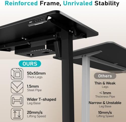 35" Electric Standing Desk, Small Sit Stand up Desk, Black - Image 5