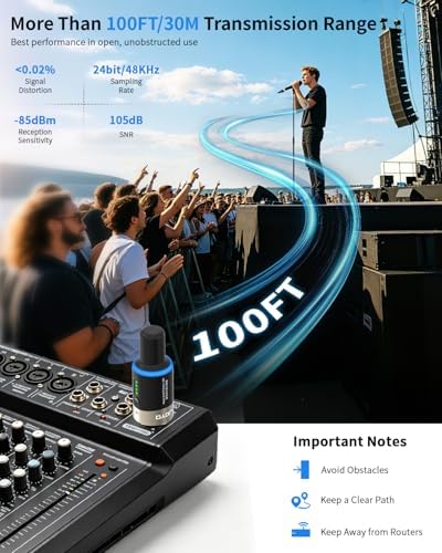 JOYO 5.8Ghz Wireless Microphone System 4 Channels XLR Transmitter Receiver Plug-on Mic Adapter for Dynamic/Phantom-Powered Condenser Live Sound, Studio, Church, Audio Mixer, PA System (MW-1A) - Image 4