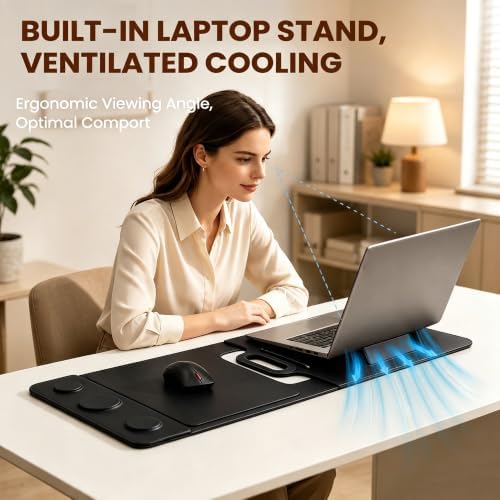 Wireless Charging Laptop Bag for 16-Inch Laptops, Foldable Desk Mat,Black - Image 4