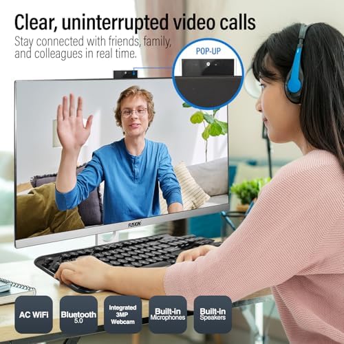 23.8" Full HD All in One PC Desktop Computer - 16GB RAM, 512GB SSD, Windows 11, Intel 15th Gen Quad-Core CPU, HDMI, USB 3.0 - AIO PC with Wireless Keyboard, Mouse, 3MP Web Camera - Image 6