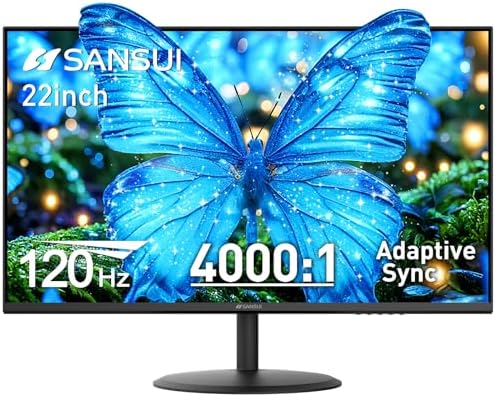 SANSUI 22 Inch 120Hz Computer Monitor, FHD 1080P Eye Care for Home/Office by SANSUI