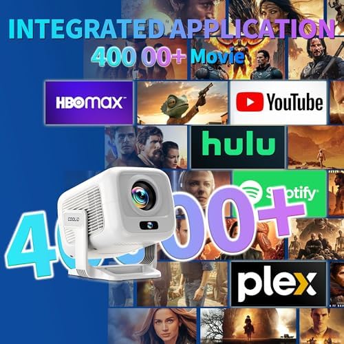 [Auto Focus & 2026 Upgraded] Mini Projector 1080P FHD Support 4K Portable Projector with WiFi6 and Bluetooth5.4 Built-in App 180° Adjustable Auto Keystone, Compatible with HDMI/Laptop/USB, White - Image 4