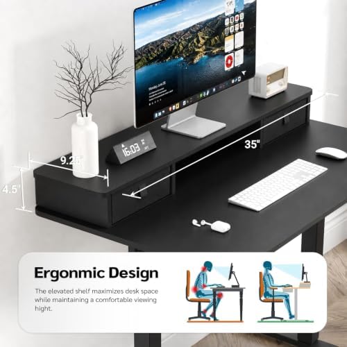 35" x 24" Electric Standing Desk with Dual Drawers, Black - Image 5