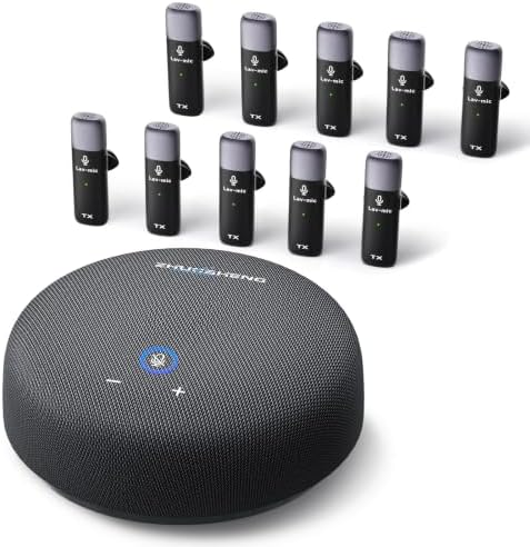 CS02 Conference Speaker and Microphone, 10 Wireless Mics 360 Degree Pickup by ZHUOSHENG