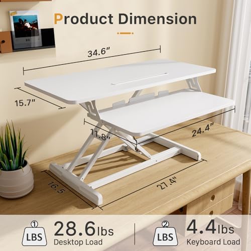 JOY worker 35" Standing Desk Converter, Height Adjustable Stand Up Riser - Image 2