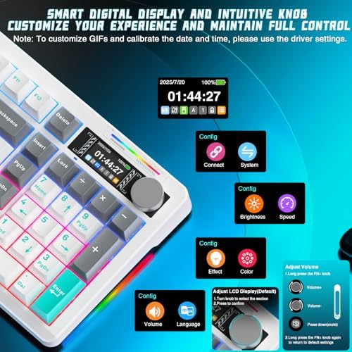 LINGBAO K98 PRO 96% Wireless Mechanical Gaming Keyboard with Screen & Knob - Image 3