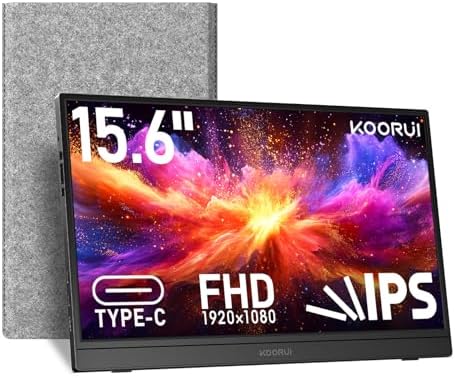 KOORUI 15.6 inch Portable Monitor, FHD 1080P IPS External Display by KOORUI