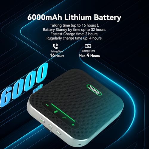 Wireless Conference Speaker and Microphone, 2-in-1 Daisy Chain Bluetooth Speakerphone with 4 Mics Arrays and 360° Voice Pickup and Noise Reduction,Bluetooth/USB/Dongle connection Methods for 30 People - Image 4