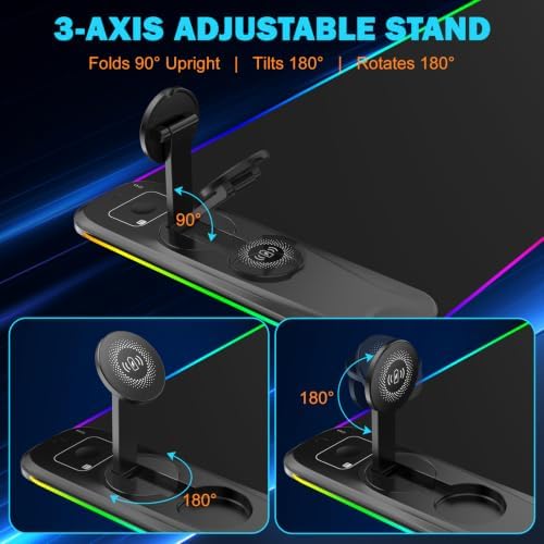 TARKARI Gaming Mouse Pad Wireless Charging Magnetic Rotating Phone Stand - Image 4