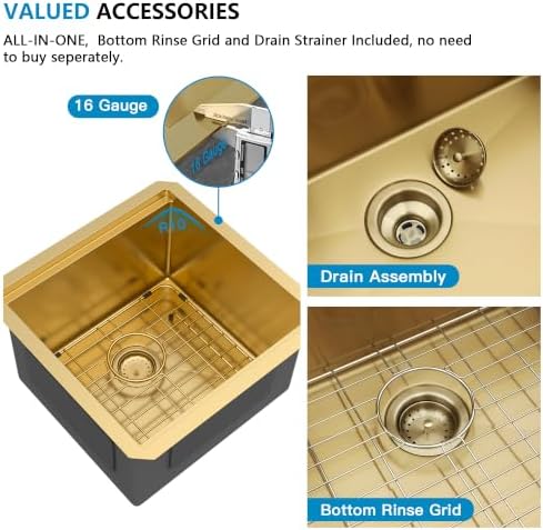 17"x17" Gold Bar Prep Sink Undermount Workstation - Image 7