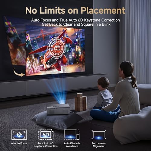 4K-Projector with WiFi and Bluetooth, AI Auto Focus&6D Keystone Dolby Audio HDR10+, KOGATA Smart Projector with Built-in Apps, Outdoor Movie Portable for Home Theater, Bedroom, Ceiling - Image 5