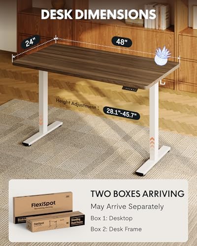 FLEXISPOT EN1 48"x24" One-Piece Standing Desk, Black Walnut - Image 5