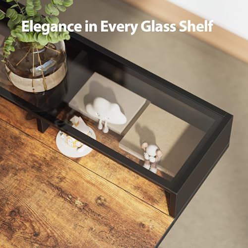 Agilestic 48*24 Inch Electric Standing Desk with Glass Shelf, Rustic Brown - Image 4