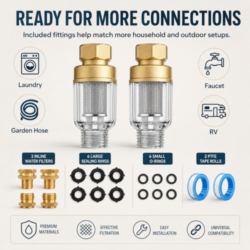 2 Pack Washing Machine Inline Water Filter, Brass Sediment Filter - Image 4