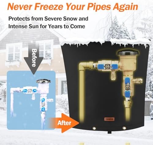 TOHONFOO Backflow Preventer Cover, Pipe Freeze Insulation, 24"Wx26"H, Black - Image 3