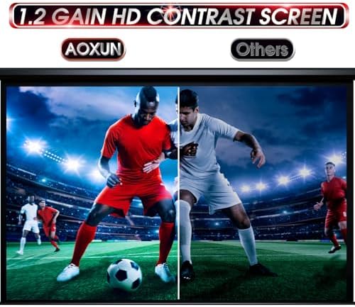Aoxun 140 Inch Pull Down Projector Screen, HD 4K 16:9 Motorized Retractable Projector Screen for Indoor and Outdoor with Remote Control, Manual Projection Screen for Home Theater or Office, Black - Image 5