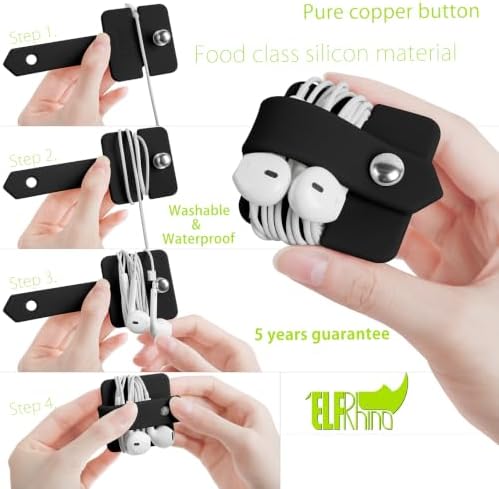 Cord Organizer Earbuds Holder Earphone Wrap Earphones Organizer Headset Headphone Earphone Wrap Winder Cord Manager Cable Winder Set of 2(Black+Pnk) - Image 4
