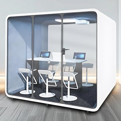 Office Pod Booth with Audio Privacy - Large Sound Booth with White Modern Design,Soundproof Room with Light,Ventilation,Socket for Meeting Room,Band Practice,Home Gym(121.57") by X-Comfot
